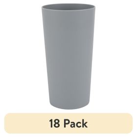 (18 pack) Gray Round Plastic Tumbler, 26-Ounce