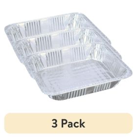 (3 pack) Aluminum Half Steam Table Pans, 12.75 x 10.38 x 2.81 inch, 4 Count per Pack.